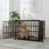 42" Heavy Duty Dog Crate for Large Medium Dogs, Furniture Style cage with 4 Lockable Wheels and 2 Locks, Decorative Pet House Wooden Cage Kennel Furni